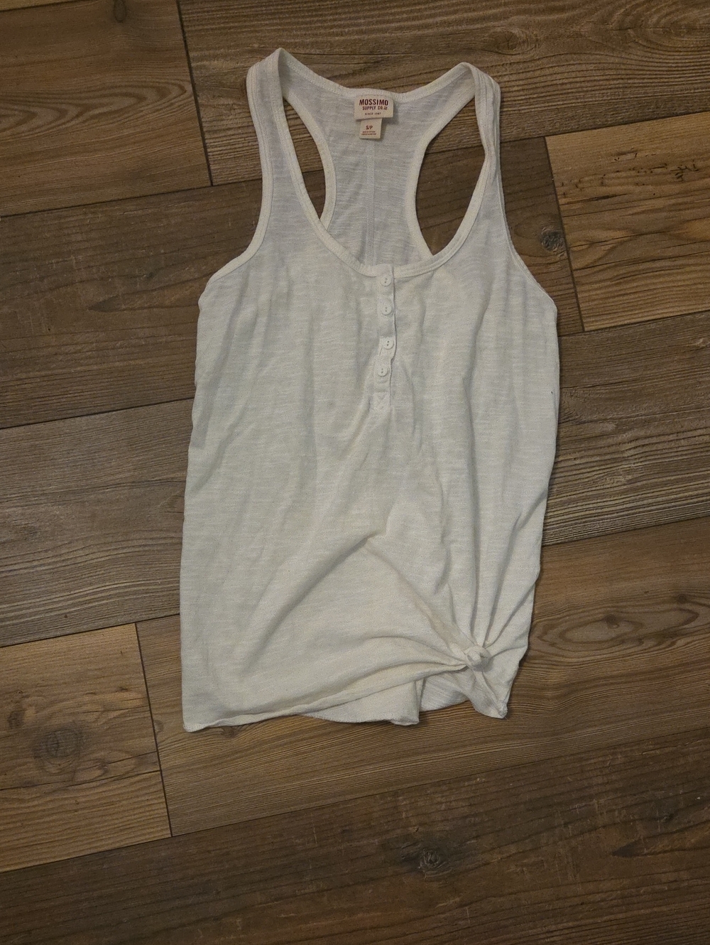 Mossimo Supply Co. White Racerback Henley Knot-Front Tank